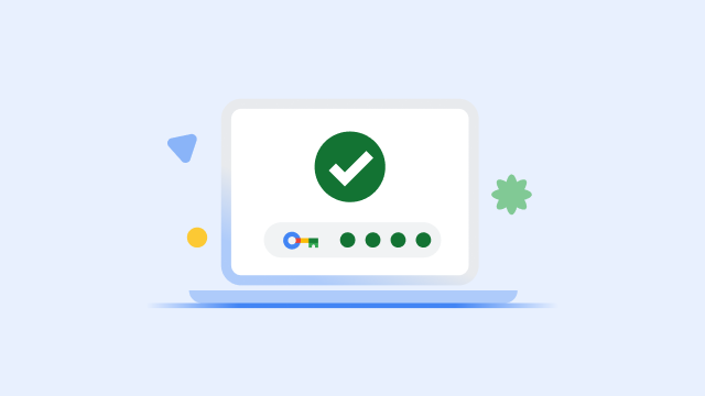 Екран лаптопа приказује велики зелени знак потврде и траку напретка за безбедносни кључ која је попуњена до краја.